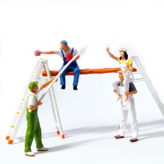 4PCS "Painter with Ladder" 1/87 Mini Figure HO 1:87