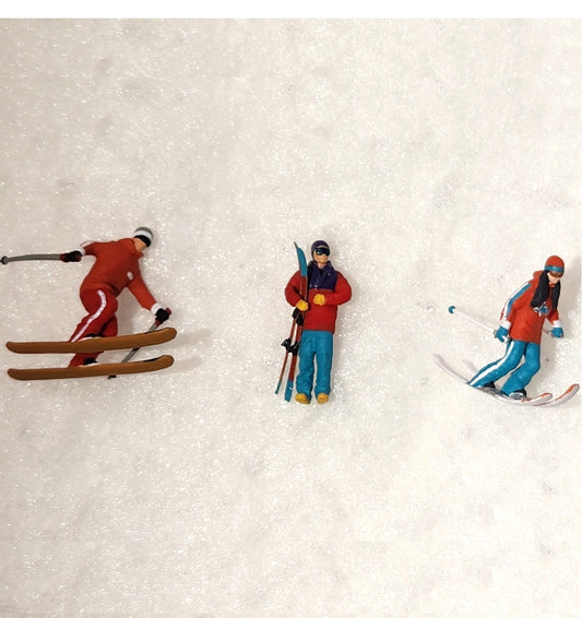 3PCS "Downhill Skiiing" 1/87 Mini Figure HO 1:87