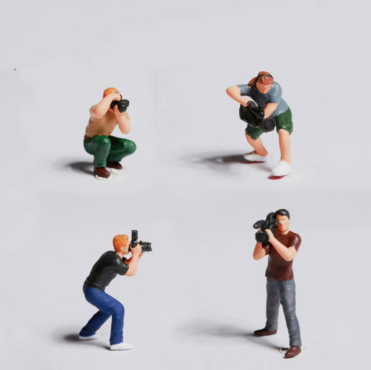 4PCS "The Paparazzi" 1/87 Mini Figure HO 1:87