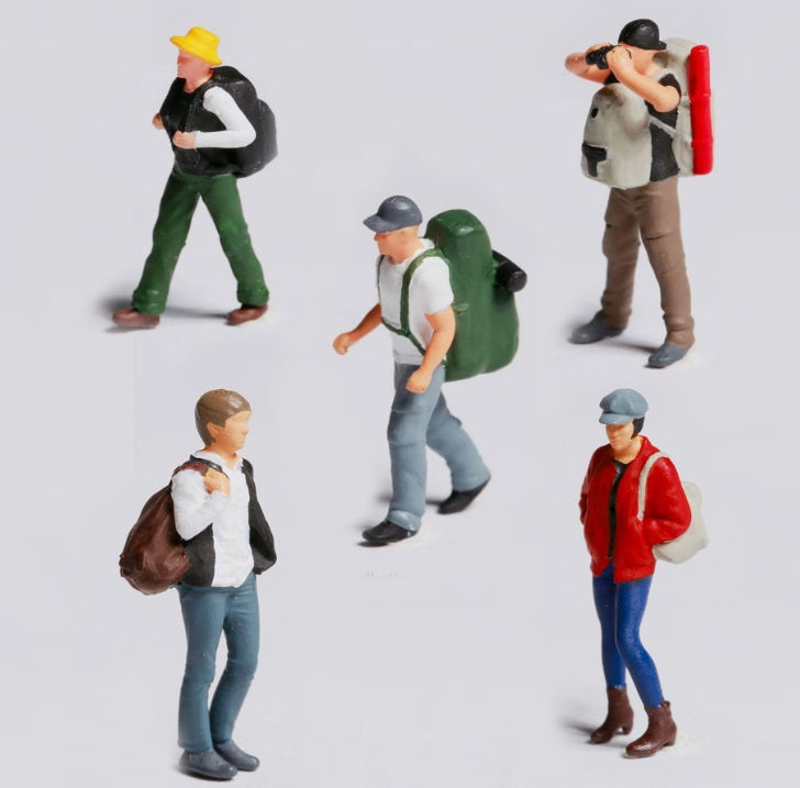 4PCS "Backpacker & Tourist" 1/87 Mini Figure HO 1:87