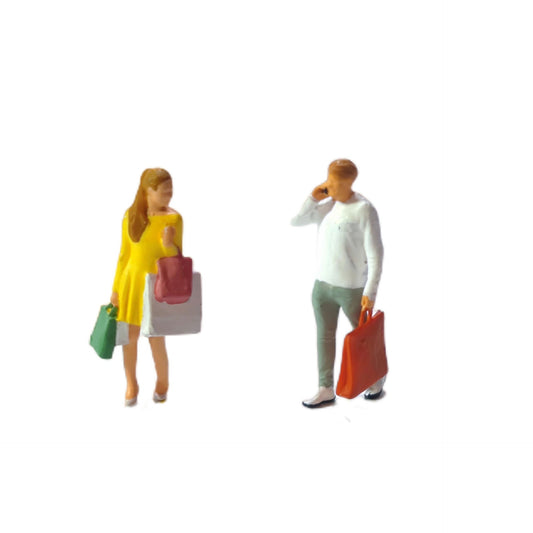 2PCS "The Shoppers" 1/87 Mini Figure HO 1:87